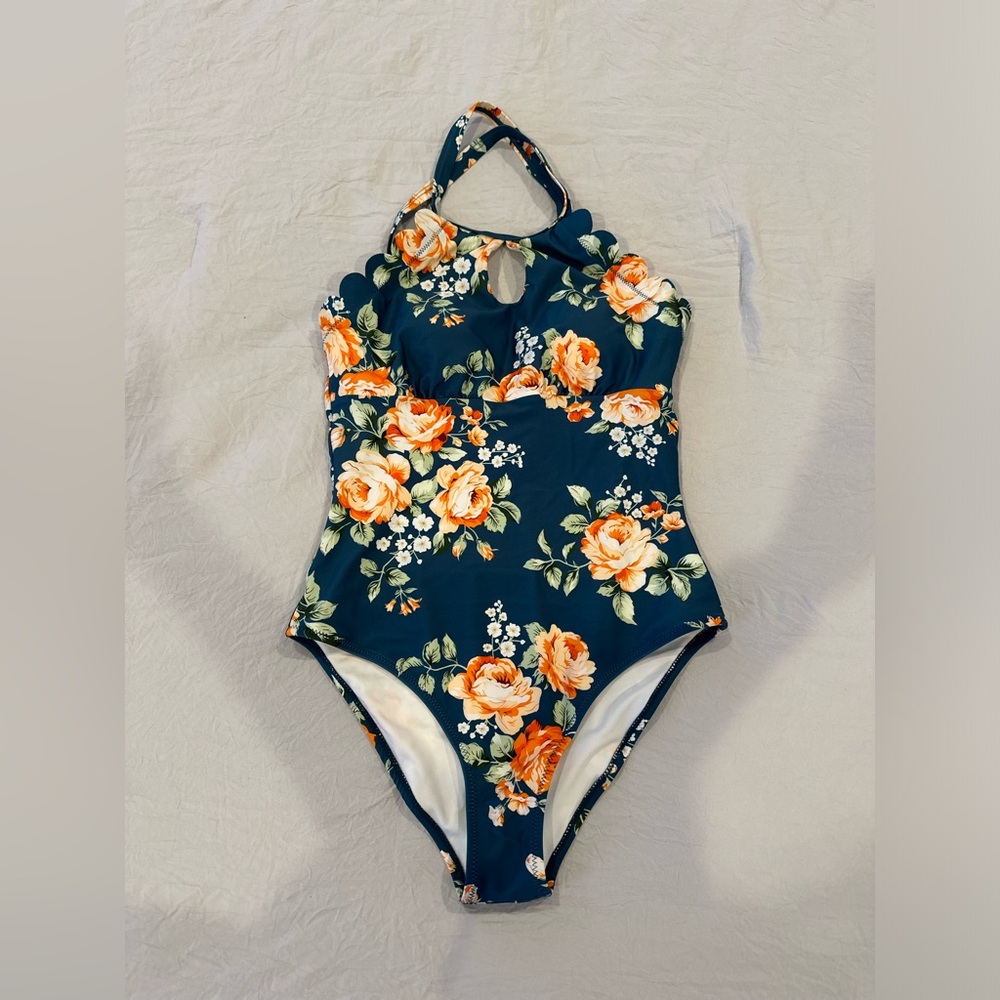 Teal & Peach Floral
One Piece